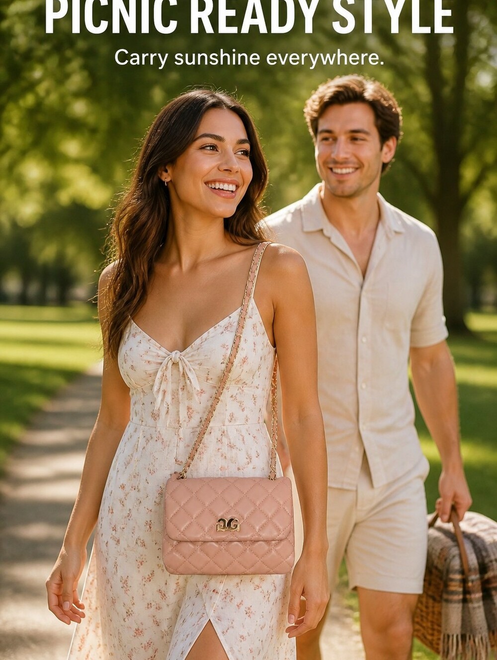 Chic Quilted Gilda Paris Crossbody Bag in Blush Pink